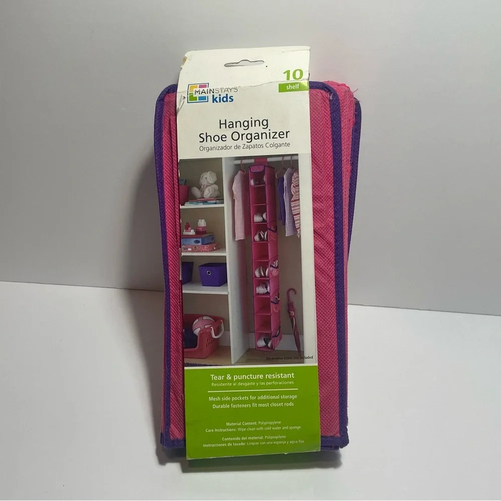 Mainstays Kids Pink and Purple Hanging Shoe Organizer